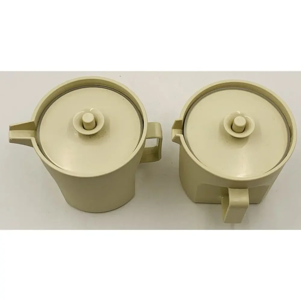 Tupperware Almond Creamer and Sugar Bowl Set #1414 #1415 With Lids Great Shape